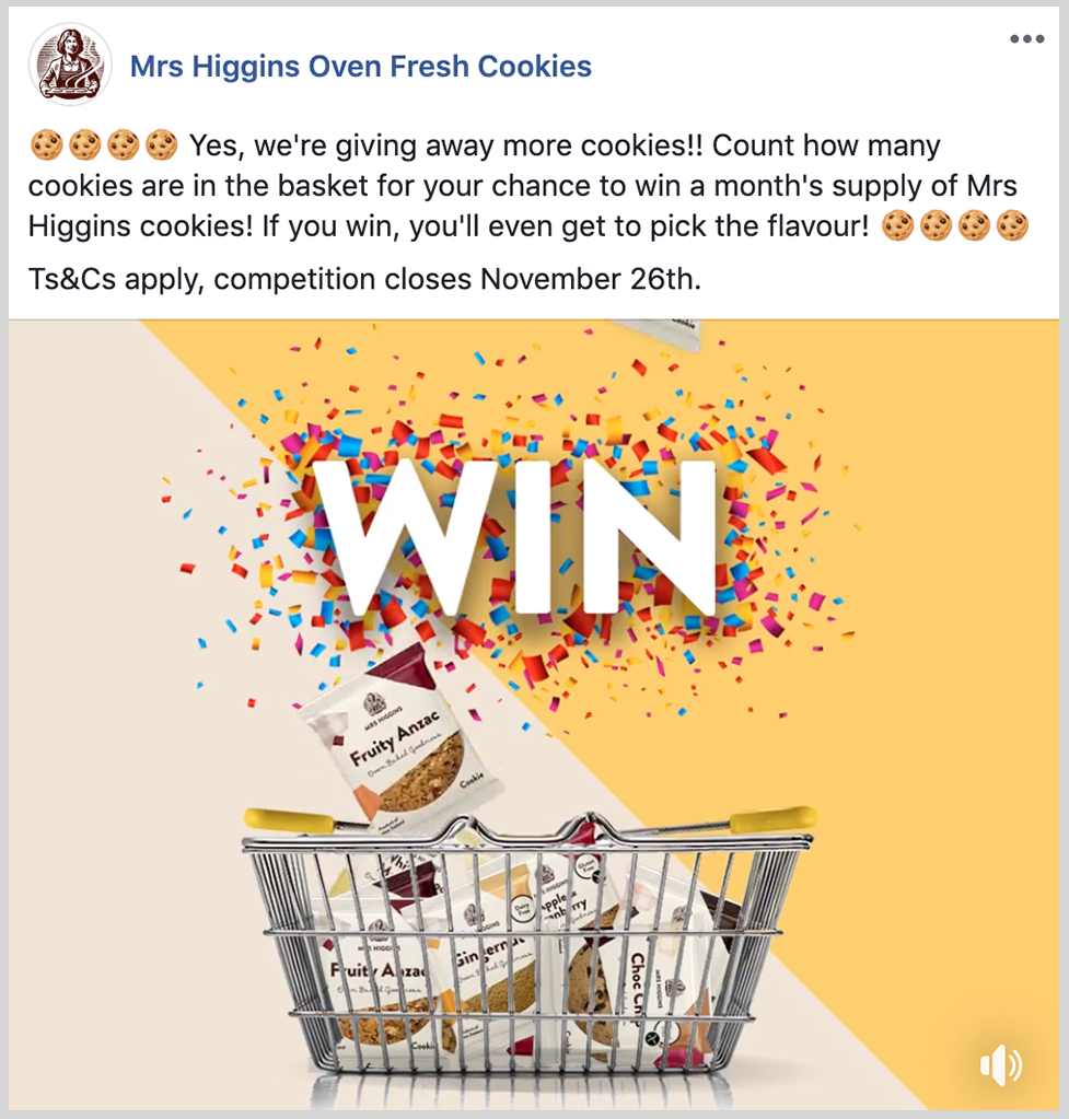 Facebook Engagement Campaign Giveaway for Mrs Higgins