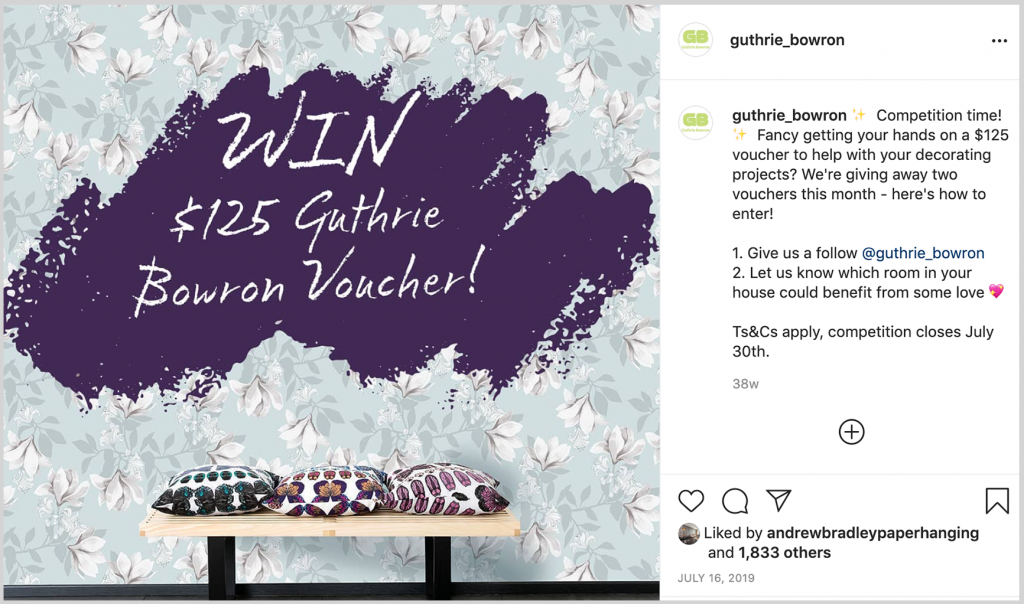 Instagram Giveaway Campaign for Guthrie Bowron